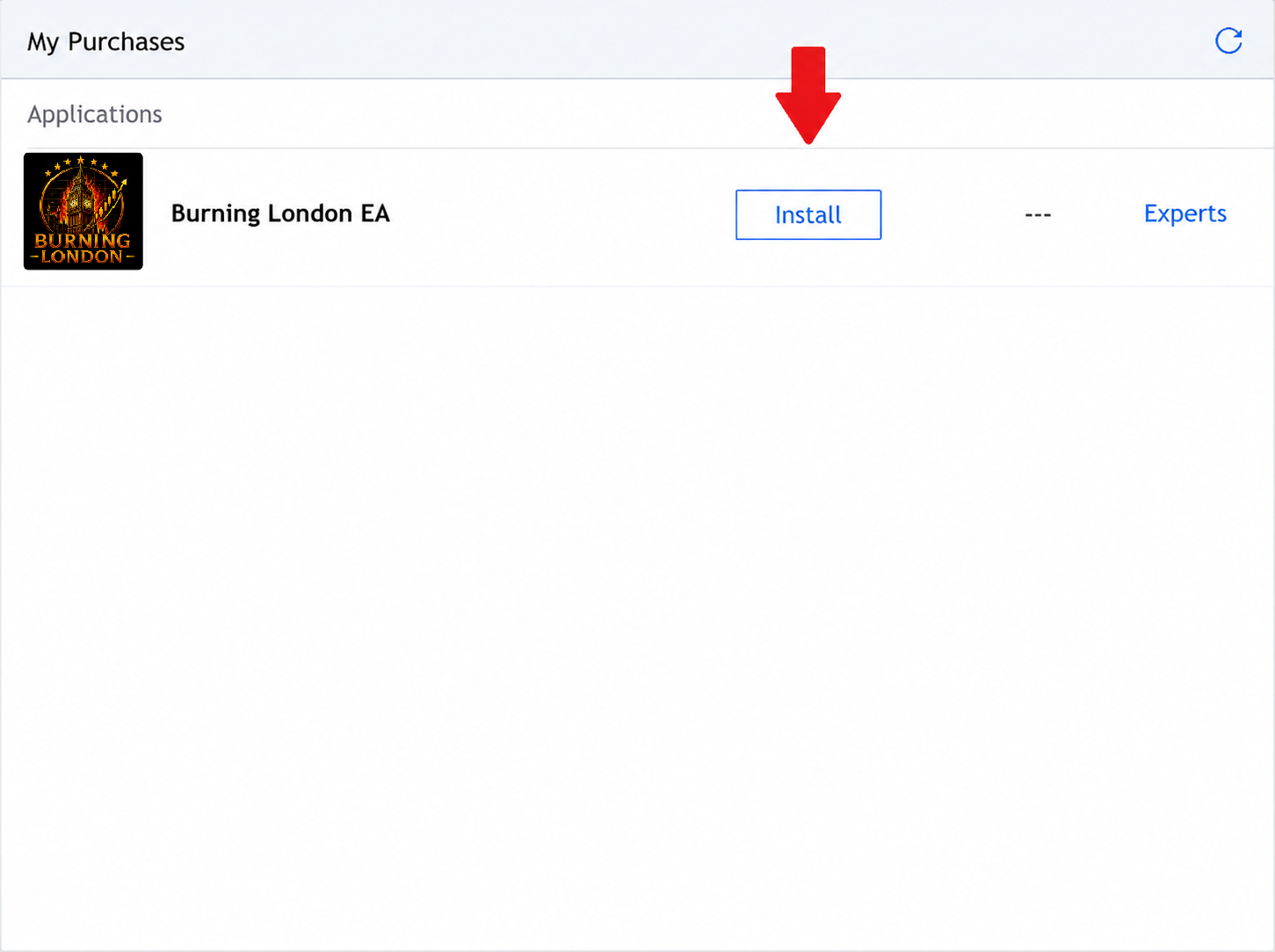 Burning London in My Purchases with Install button